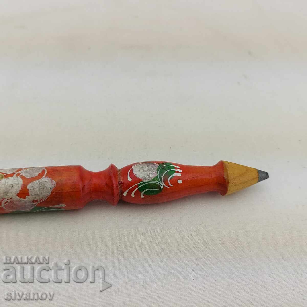 Auction  Old Handmade Wooden Pencil with Floral Motifs #2714
