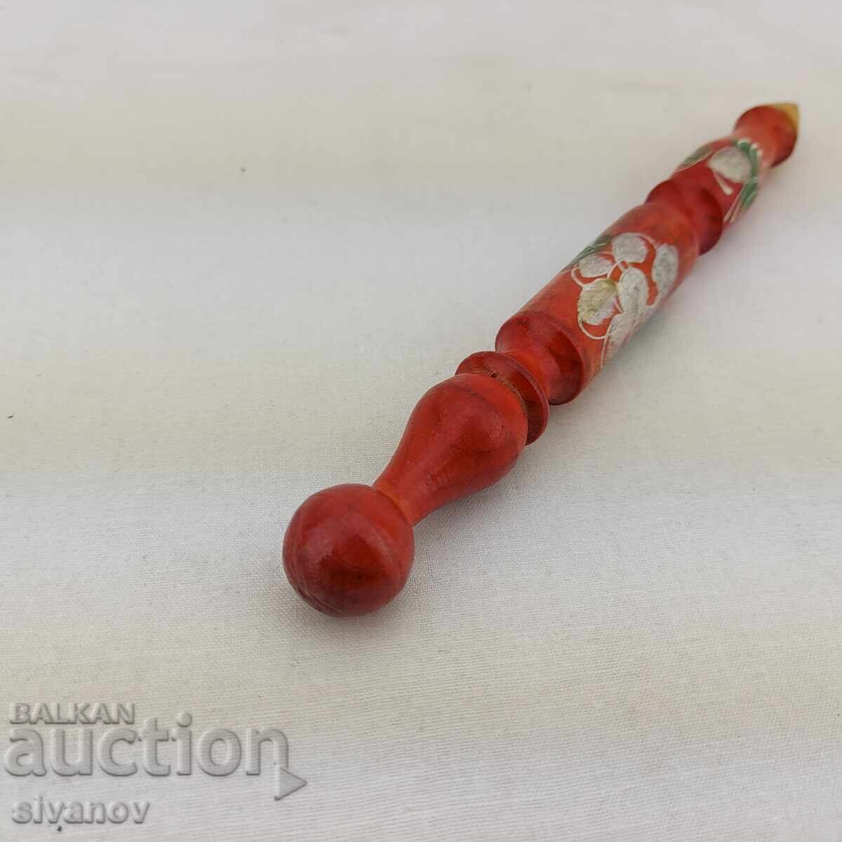 Old Handmade Wooden Pencil with Floral Motifs #2714 - 5