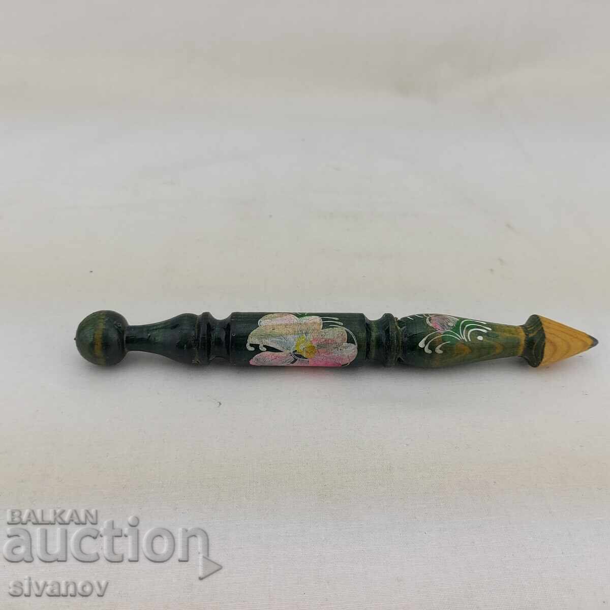 Star χειροποίητος ξύλινος μολύβι με floral μοτίβα #2715