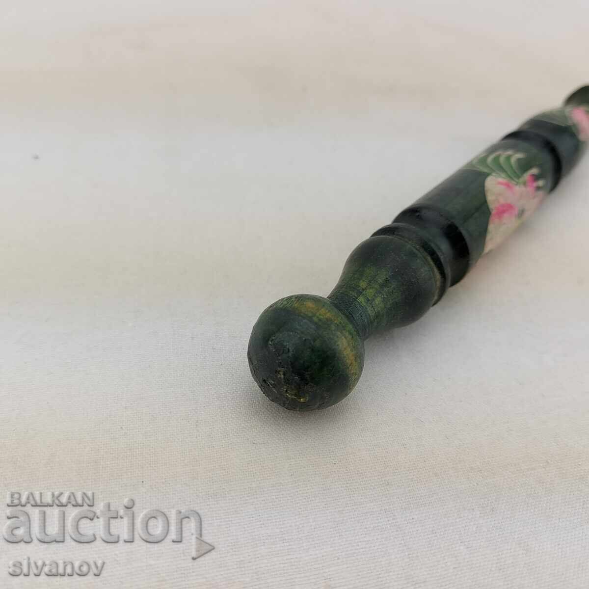 Creion vechi din lemn lucrat manual cu motive florale #2716 - 5