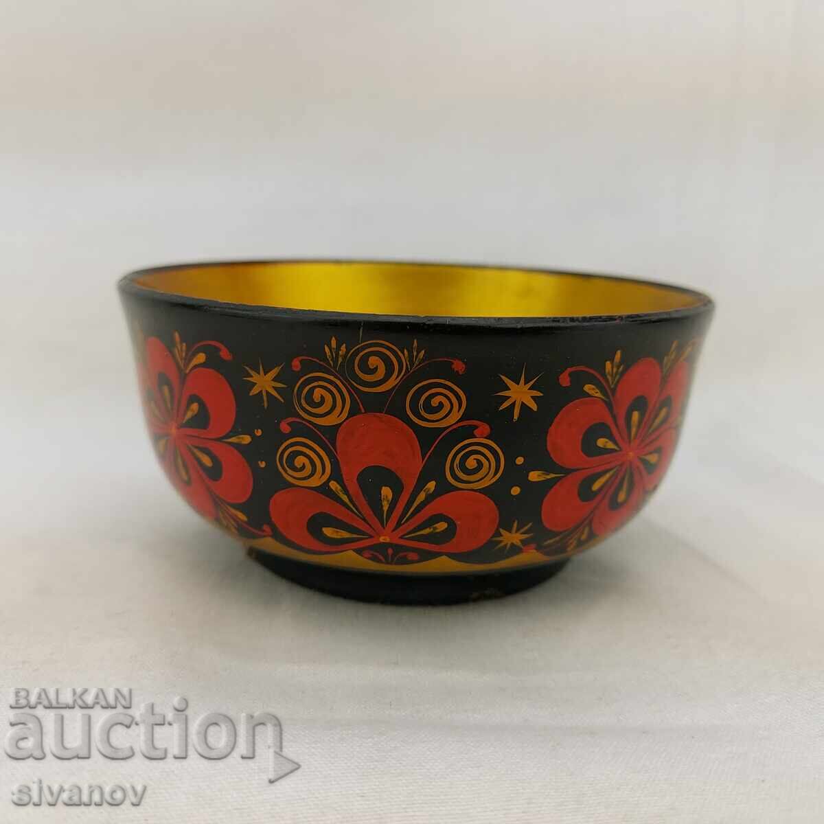 Old Hand-Painted Wooden Khokhloma Bowl #2723 Old Hand-Painted Wooden Khokhloma Bowl #2723