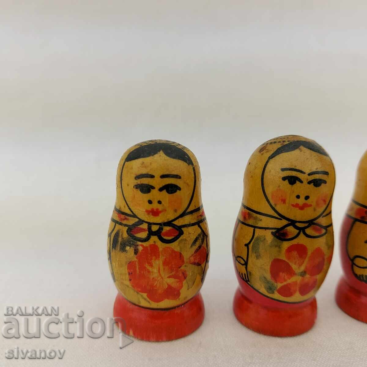 Доставка на Комплект от 5 стари руски дървени кукли Матрьошки #2724