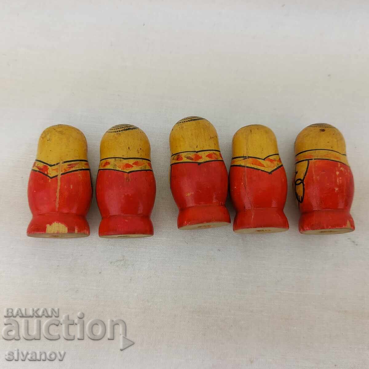 Комплект от 5 стари руски дървени кукли Матрьошки #2724 - 6