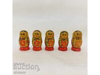 Set de 5 păpuși rusești vechi din lemn Matrioșka #2724