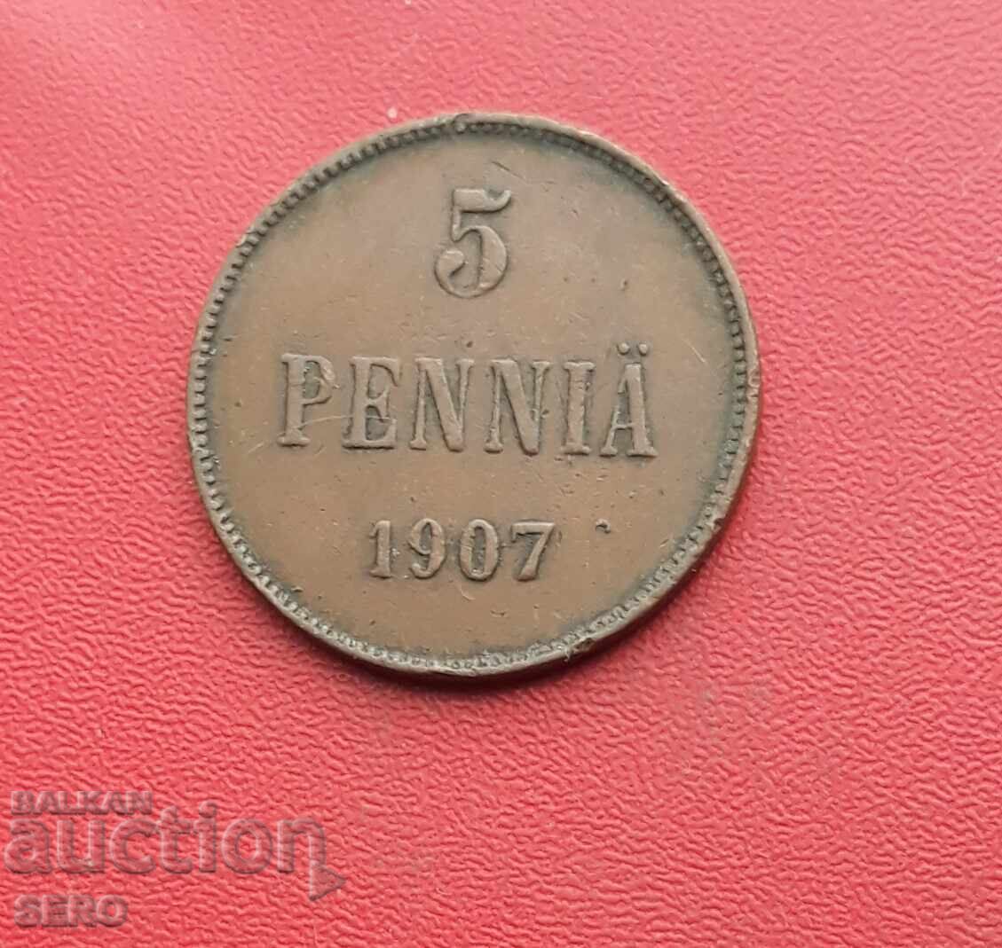 Russia / For Finland / 5 Penniä 1907