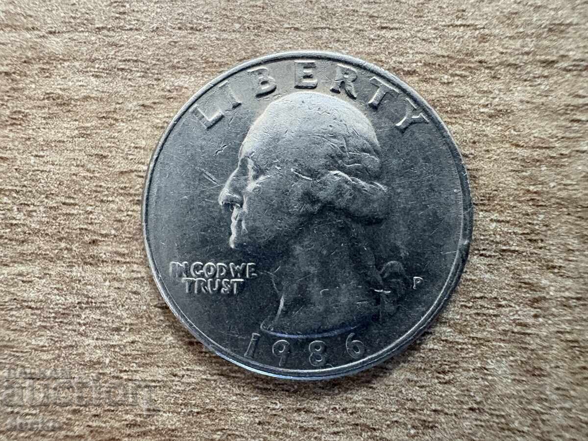 ΗΠΑ - 1/4 δολάριο (1986) - P με τιμή 0.60 BGN | € 0.31