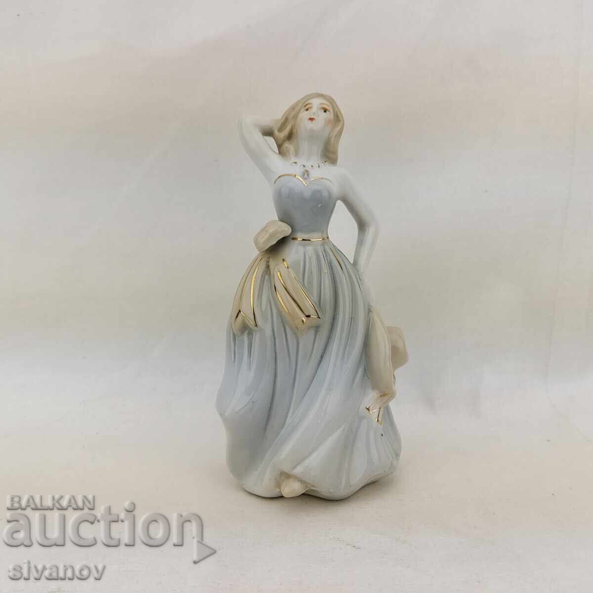 Old porcelain figurine Lady with a bow at the waist #2729