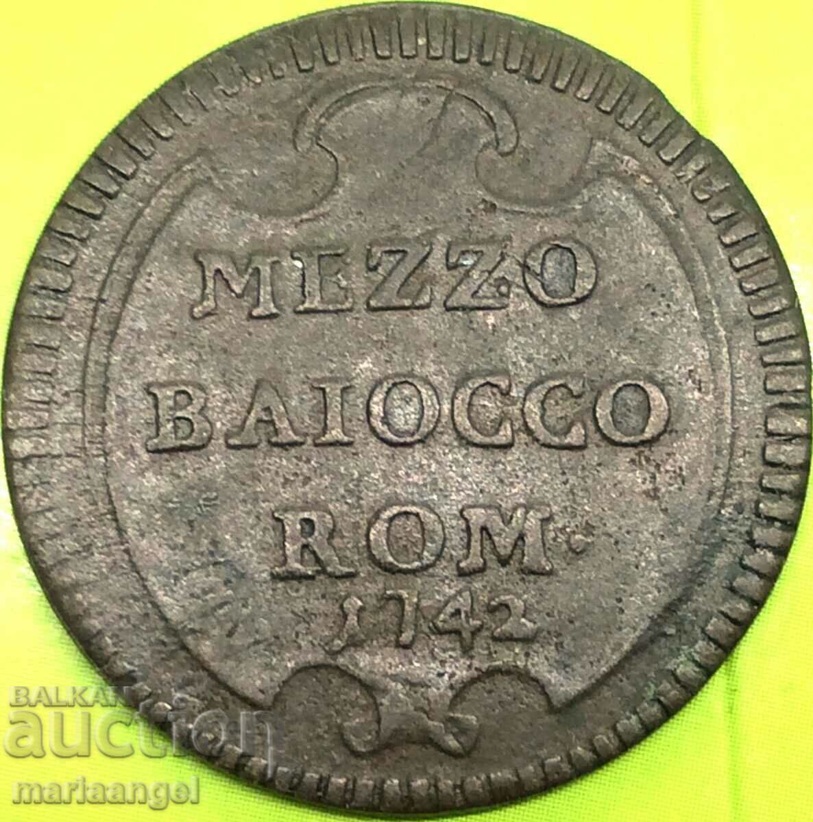 Δημοπρασία Mezzo Baiocco 1/2 1742 Βατικανό Βενέδικτος XIV 1740-1758