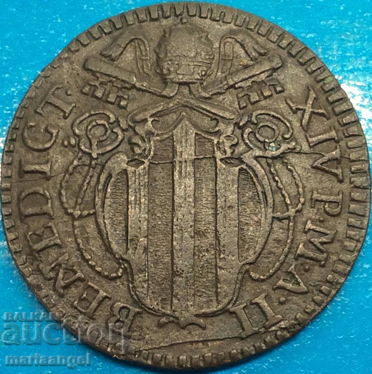 Mezzo Baiocco 1/2 1742 Βατικανό Βενέδικτος XIV 1740-1758 - 5