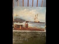 old picture seascape