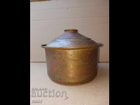 Oală veche de cupru, din aramă, datată - 1938