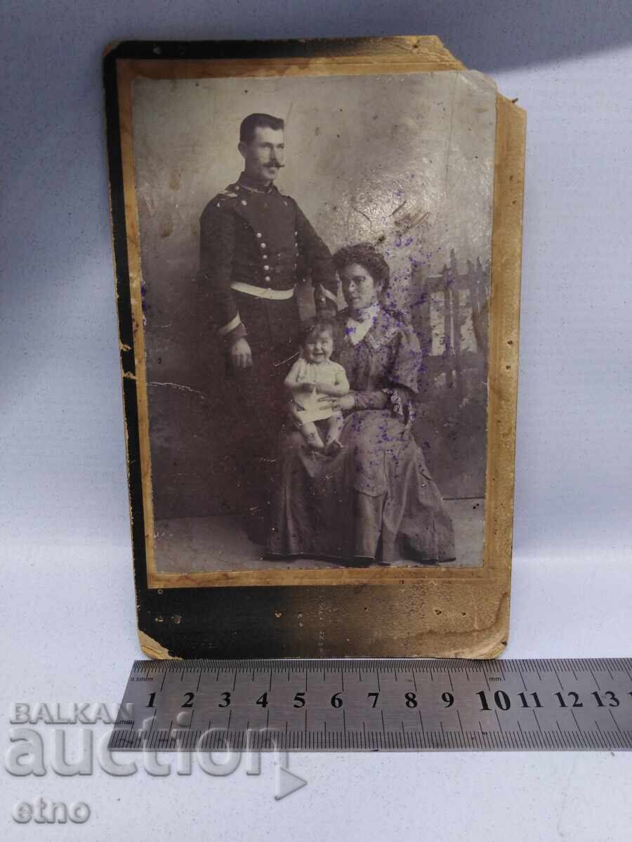 1907 g. PLOVDIV, FOTOGRAFIE REGALĂ PE CARTON, SOLDAT, UNIFORMĂ