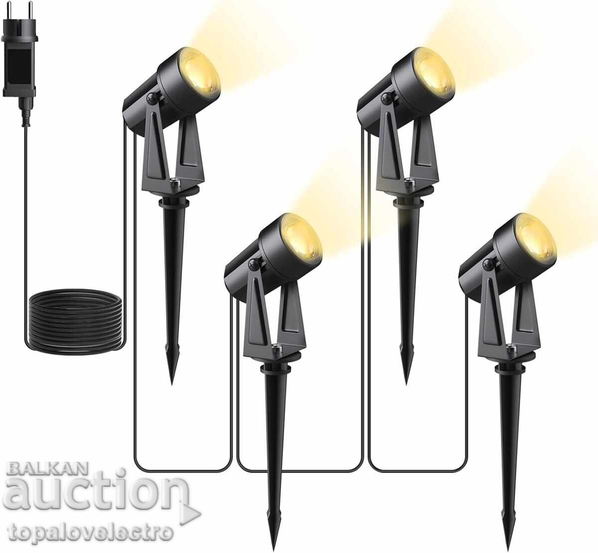 ΚΑΙΝΟΥΡΓΙΑ! LED προβολείς κήπου, 4x3W, 14M, θερμό φως 30