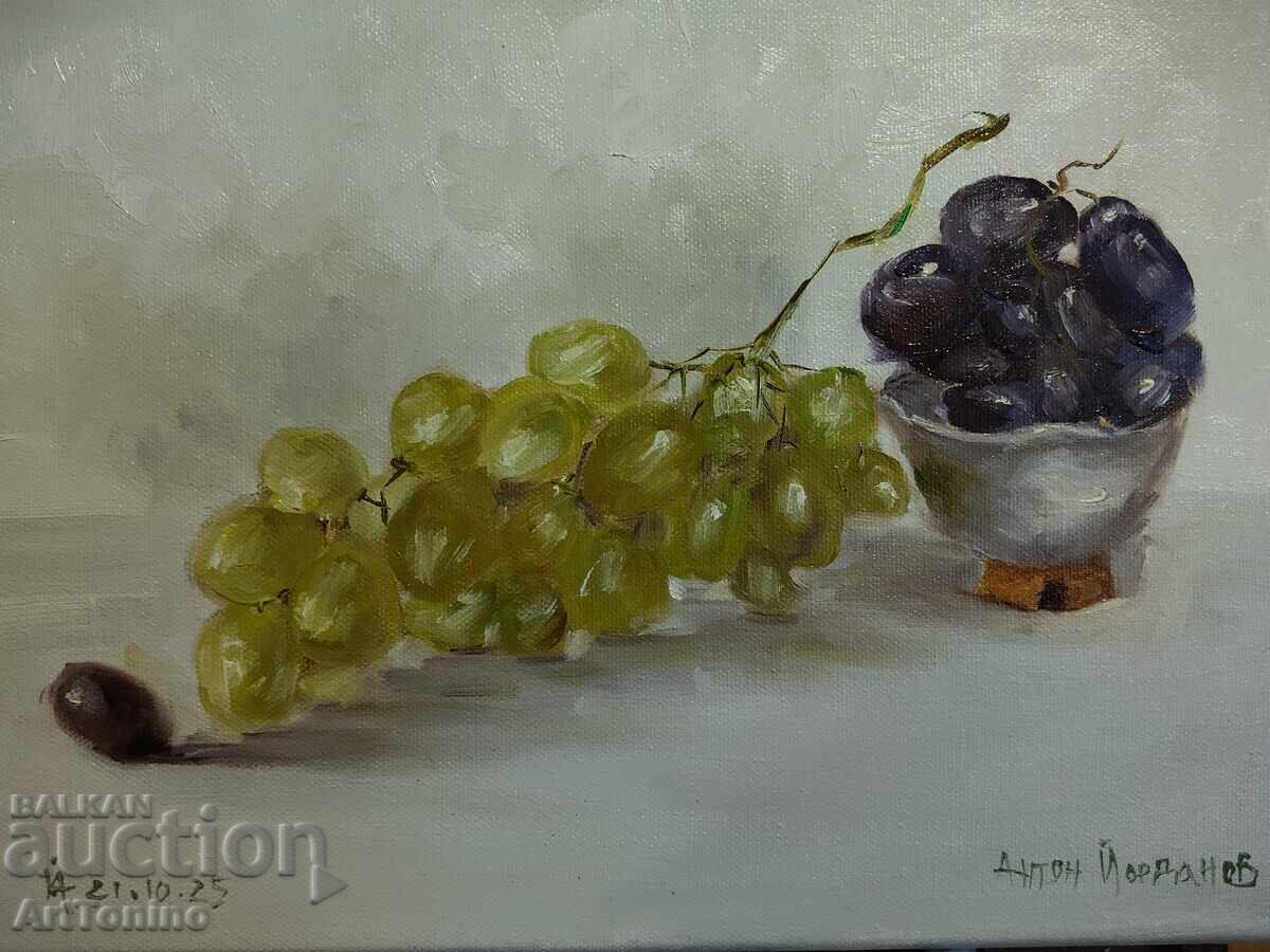 Oil painting-Still Life-Grapes with sake cup-A. Yordanov Oil painting-Still Life-Grapes with sake cup-A. Yordanov