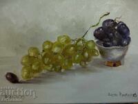Oil painting-Still Life-Grapes with sake cup-A. Yordanov