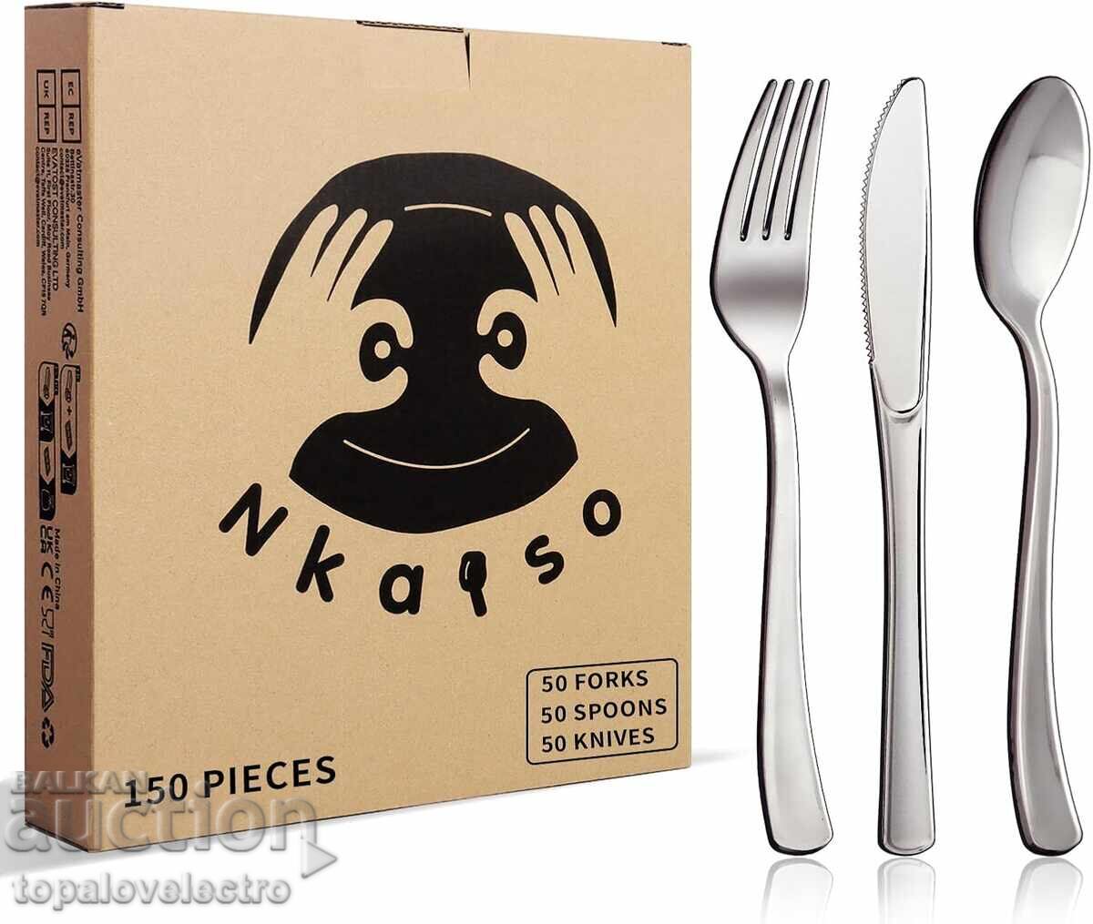 NEW! Set of 150-piece cutlery, plastic with m