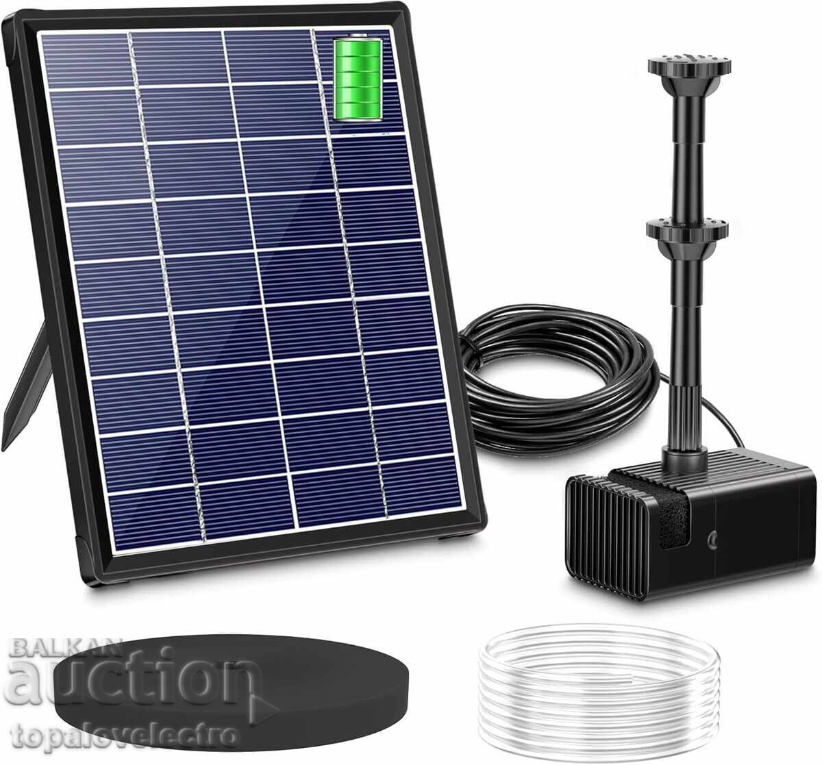 NEW! Solar fountain with built-in 3000 mAh battery and 10 nozzles