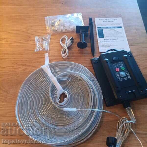 ΝΕΑ! Σόλαρ LED ταινία 10 μέτρα, IP68, 200 LED δίοδοι με τιμή 19.00 BGN | € 9.71