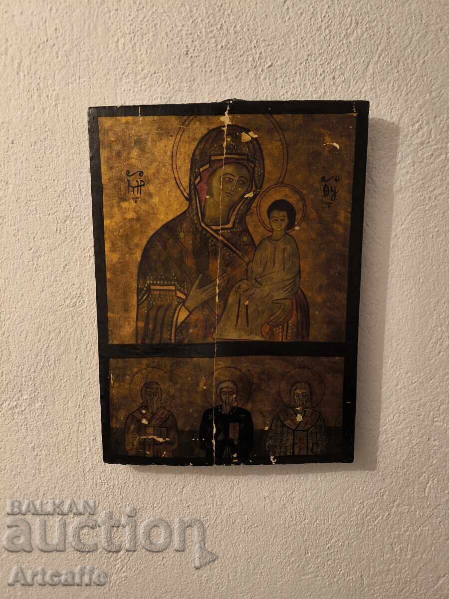 Old icon - Virgin Mary with the Child and three saints - 6 Old icon - Virgin Mary with the Child and three saints - 6
