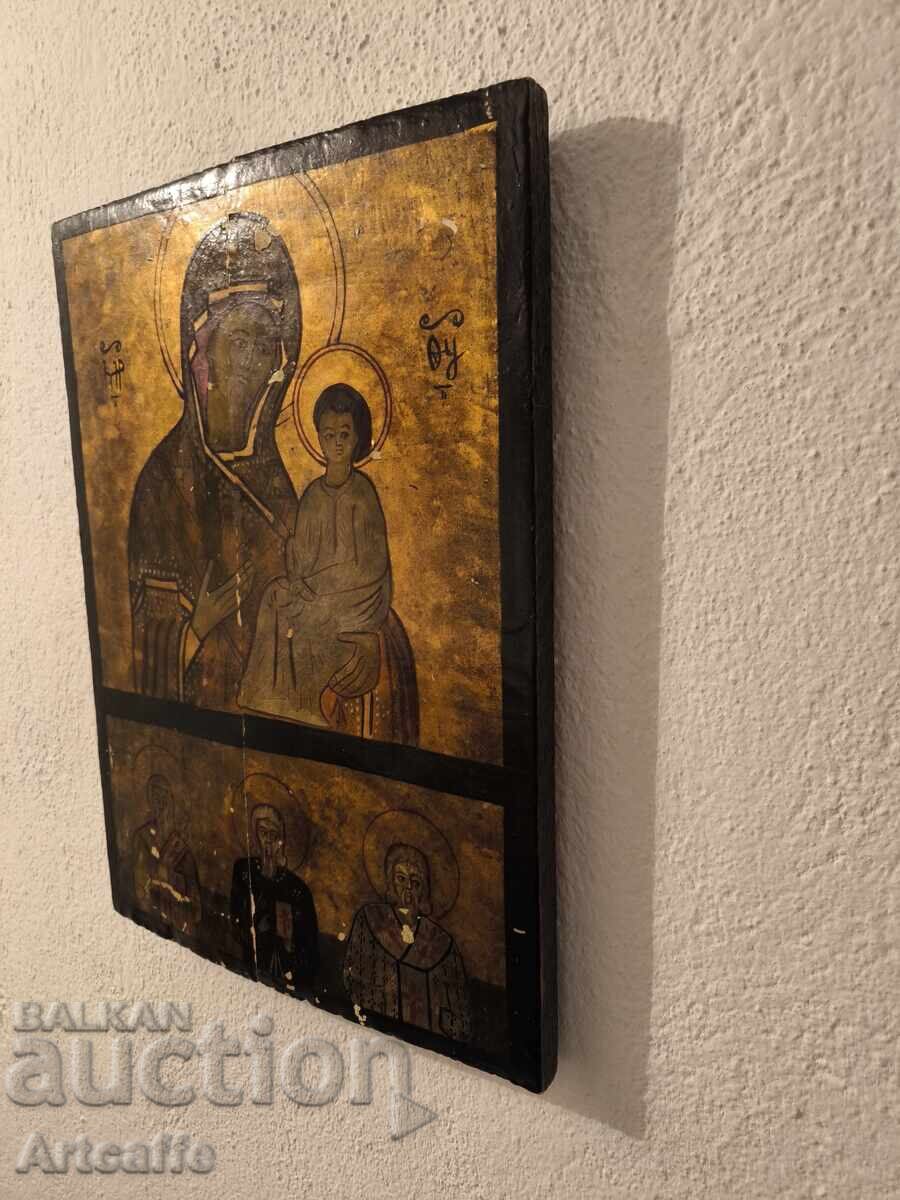 Old icon - Virgin Mary with the Child and three saints - 7 Old icon - Virgin Mary with the Child and three saints - 7