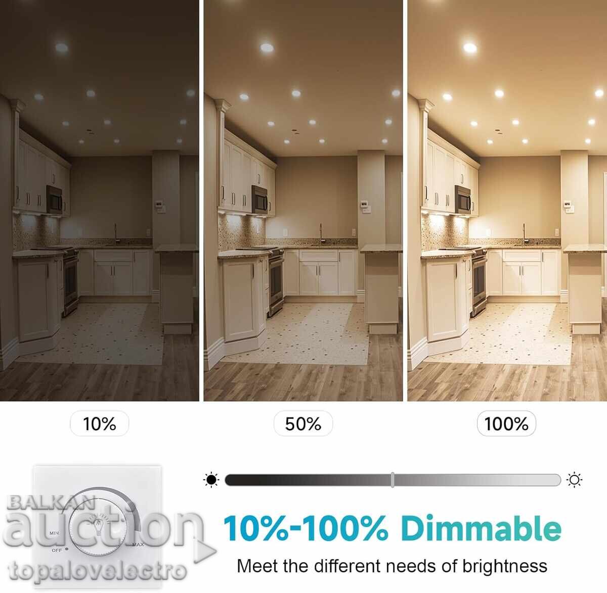 NEW! Set of 6 LED spotlights 7W, dimmable, IP44, 3 colors with with price 19.00 BGN | € 9.71