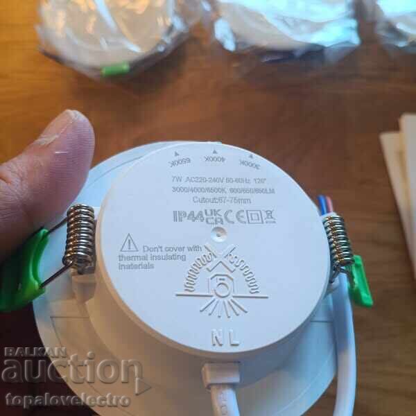 NEW! Set of 6 LED spotlights 7W, dimmable, IP44, 3 colors with - 5