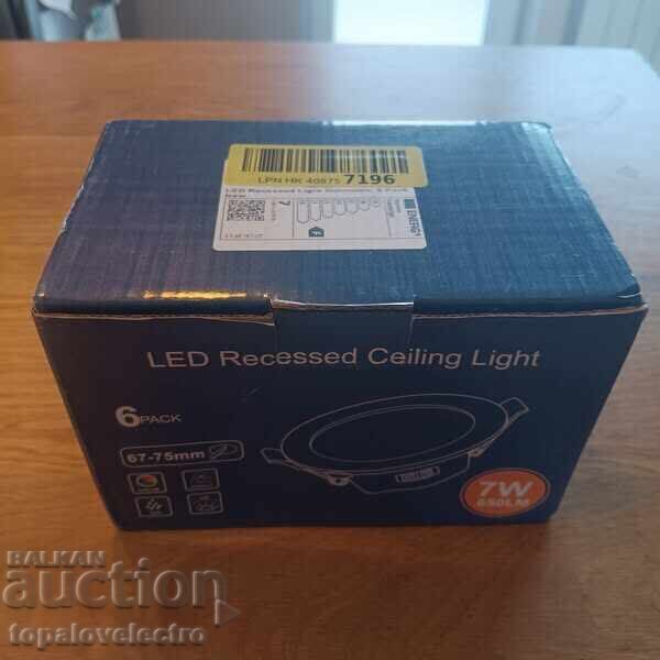 NEW! Set of 6 LED spotlights 7W, dimmable, IP44, 3 colors with - 7