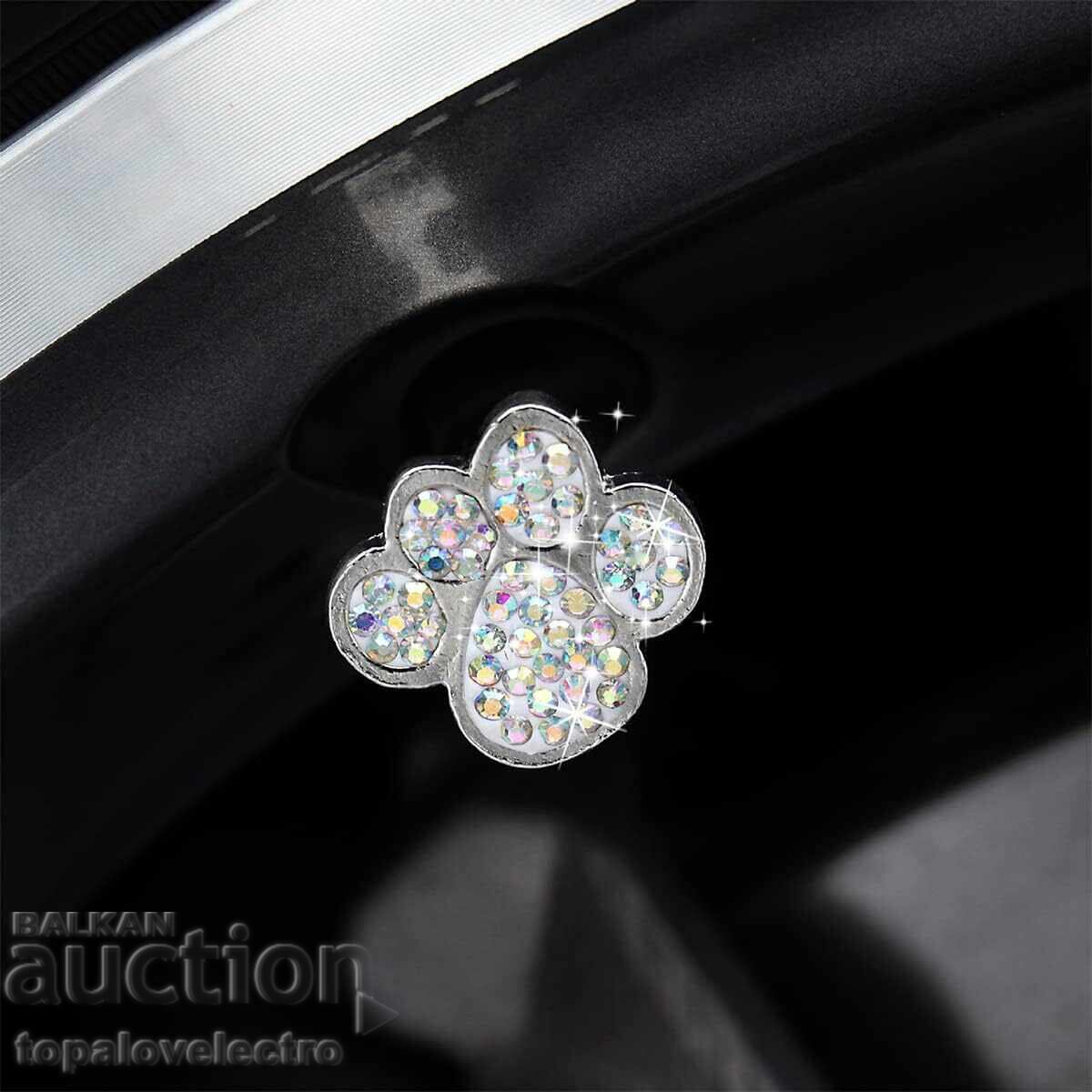 ΚΑΙΝΟΥΡΓΙΑ! Καπάκια βαλβίδων αυτοκινήτου με κρύσταλλα πατουσάκι, 4 τμχ - 6 ΚΑΙΝΟΥΡΓΙΑ! Καπάκια βαλβίδων αυτοκινήτου με κρύσταλλα πατουσάκι, 4 τμχ - 6