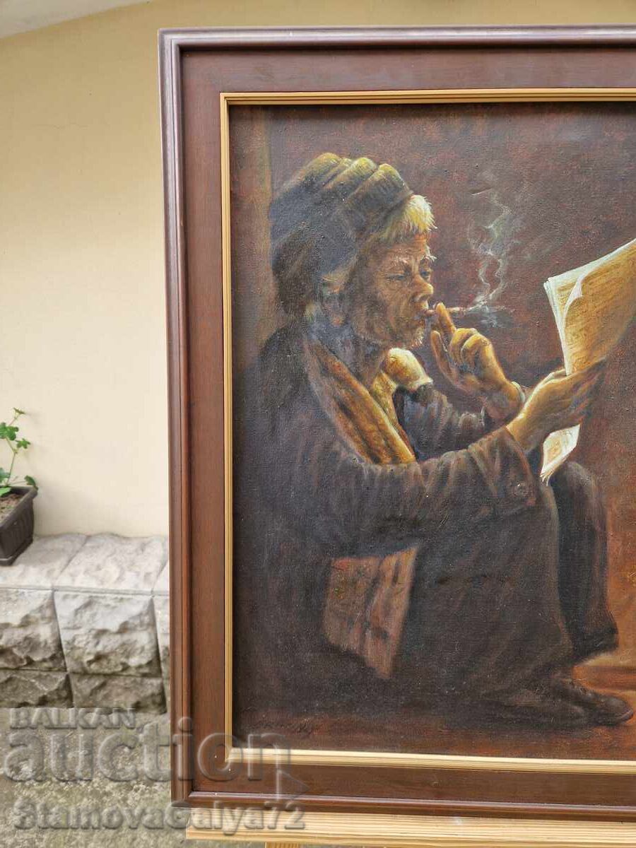 Εξαιρετικός αντίκα πίνακας ζωγραφικής ελαιογραφίας σε καμβά - 5