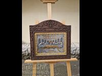 Superbă icoană antică din argint Cina cea de Taină certificat