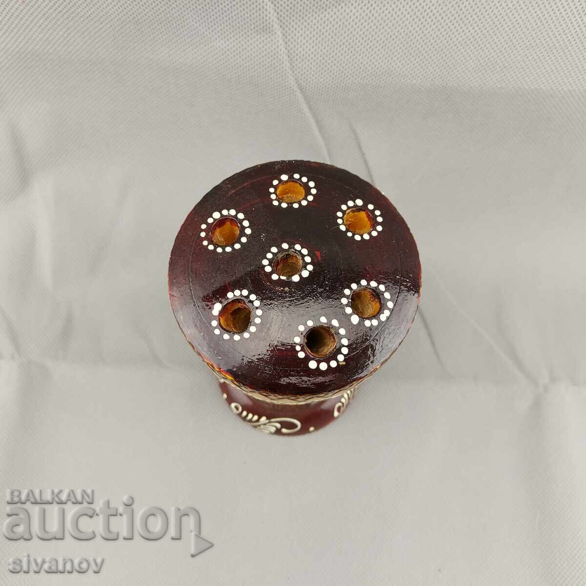 Auction  Old handmade wooden pencil holder #2859