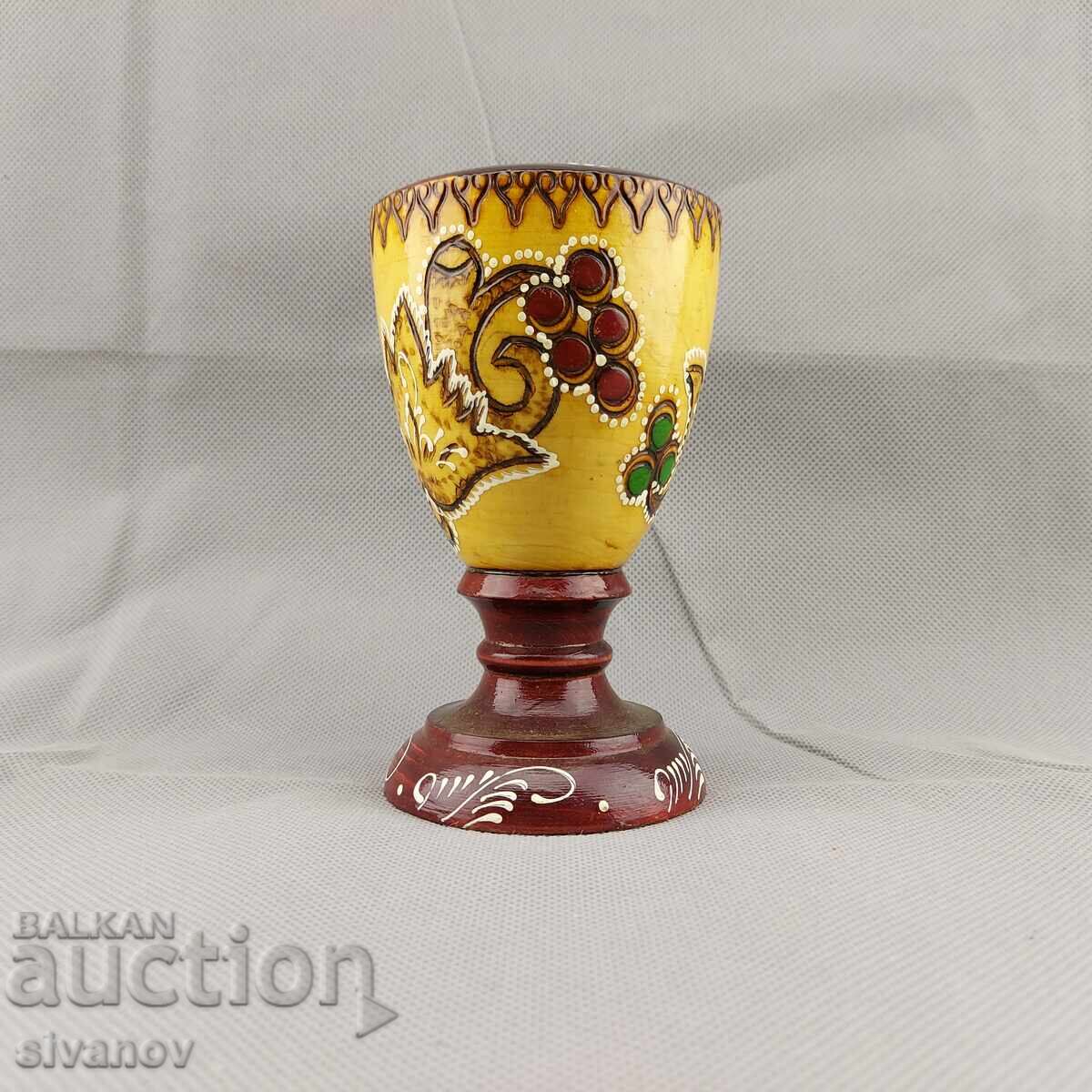 Old handmade wooden pencil holder #2859