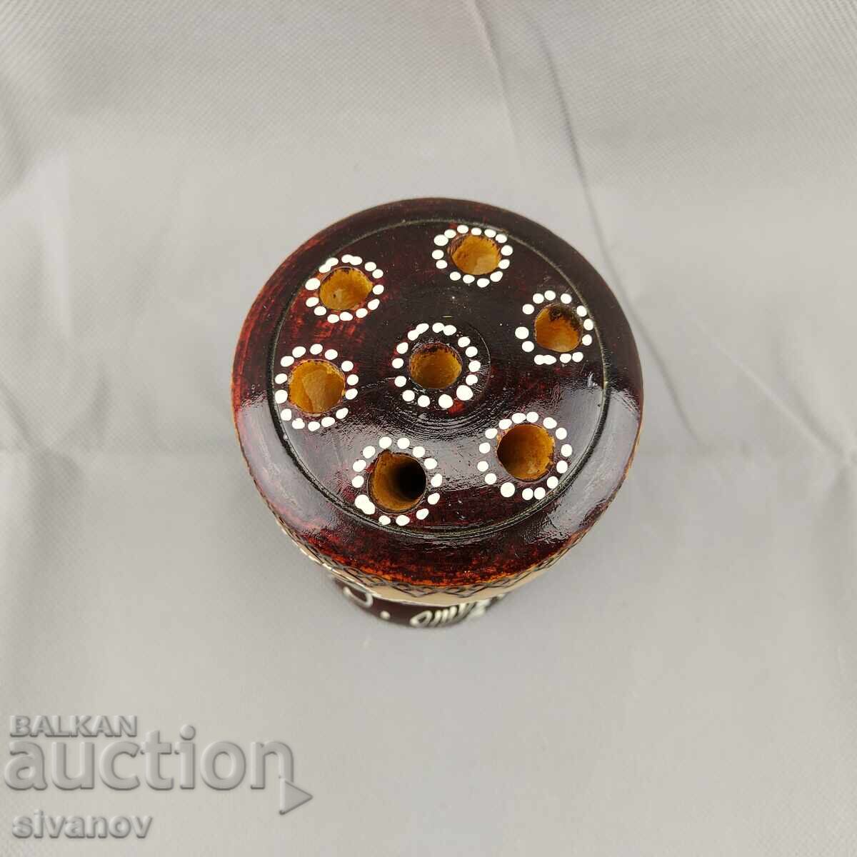 Auction  Old handmade wooden pencil holder #2861