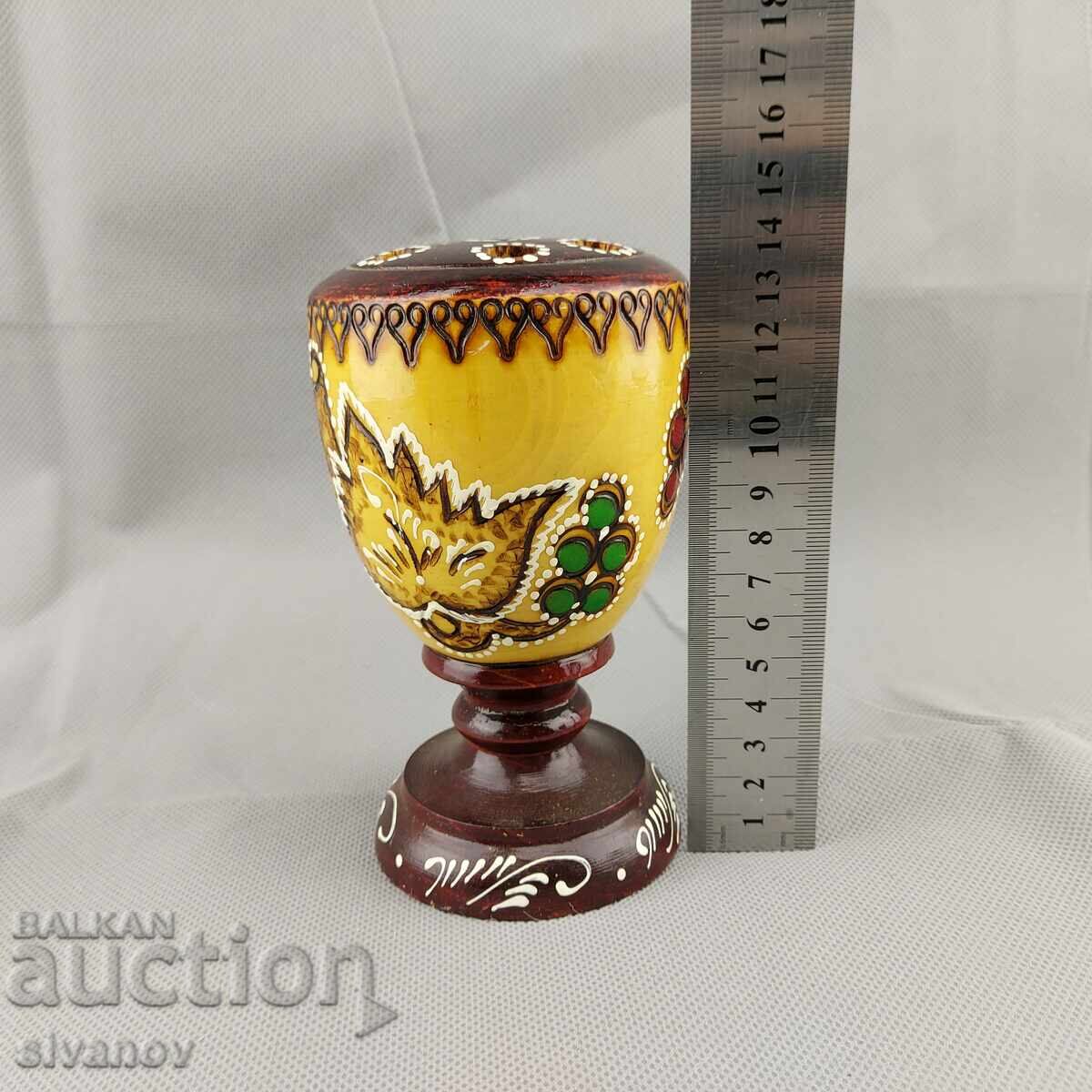 Old handmade wooden pencil holder #2861 - 6