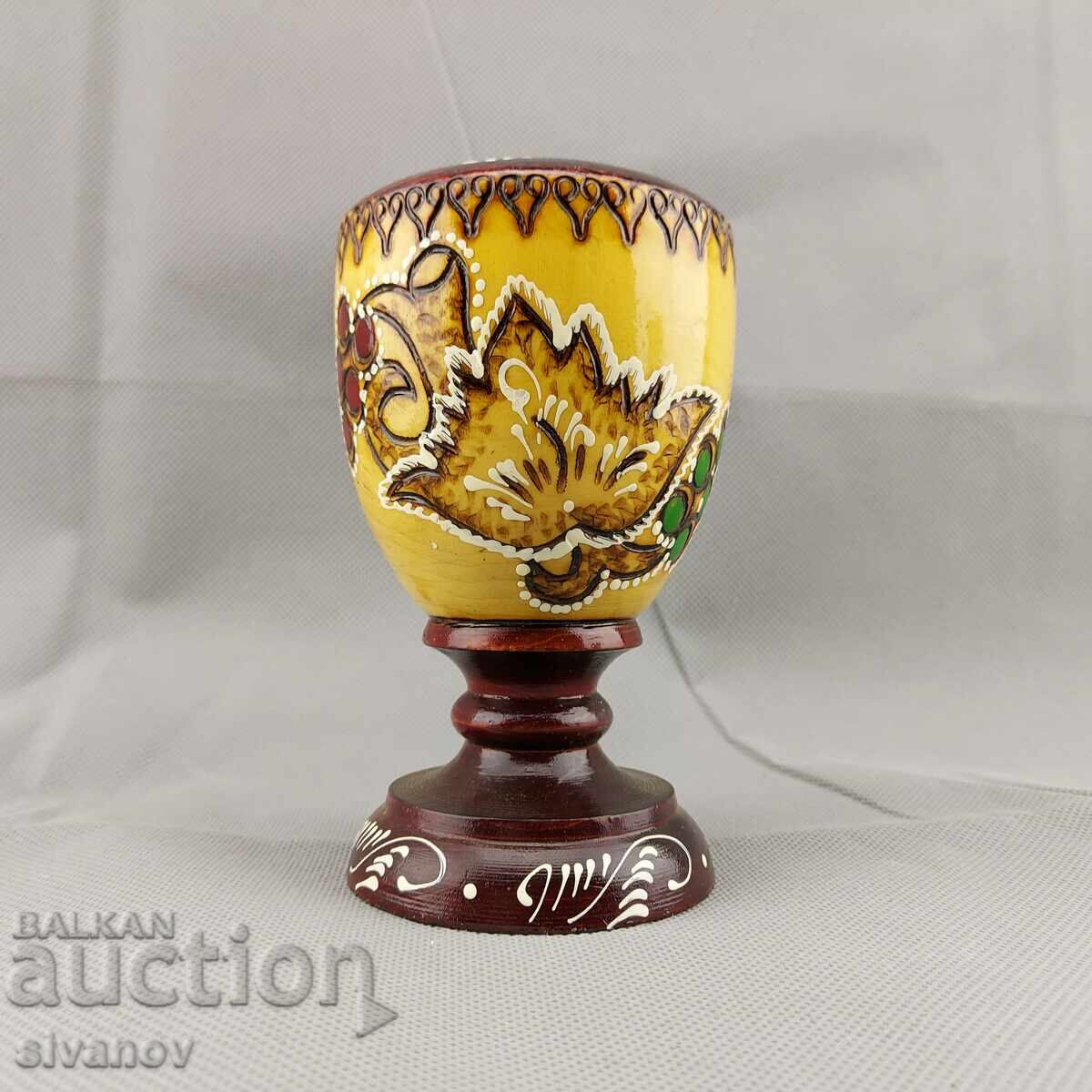 Old handmade wooden pencil holder #2861