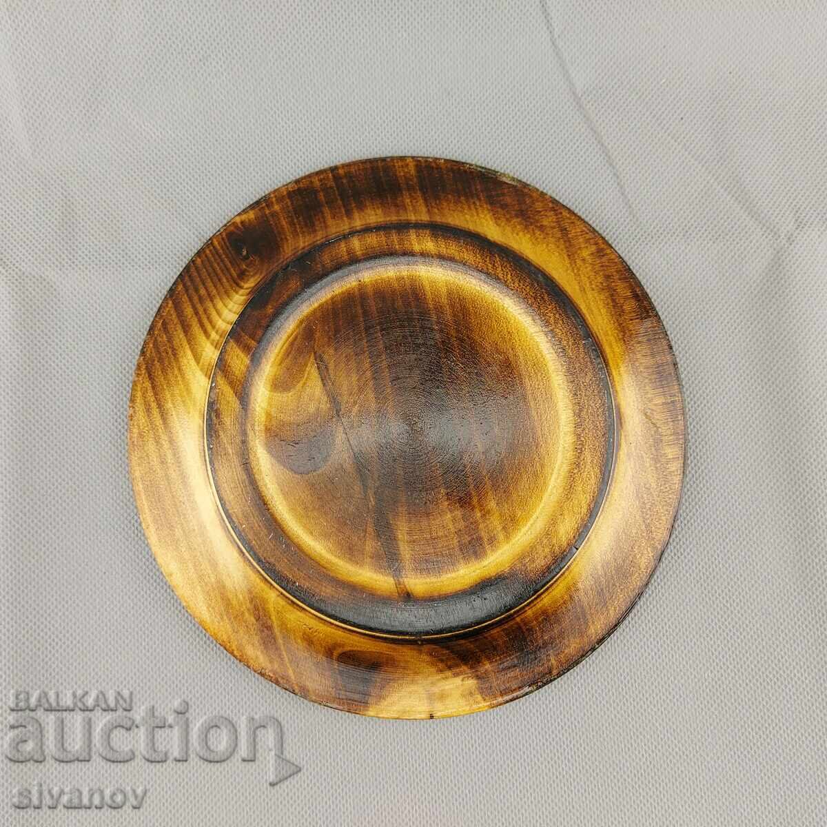 Стара резбована дървена чиния, ръчно изработена #2863 - 5 Стара резбована дървена чиния, ръчно изработена #2863 - 5