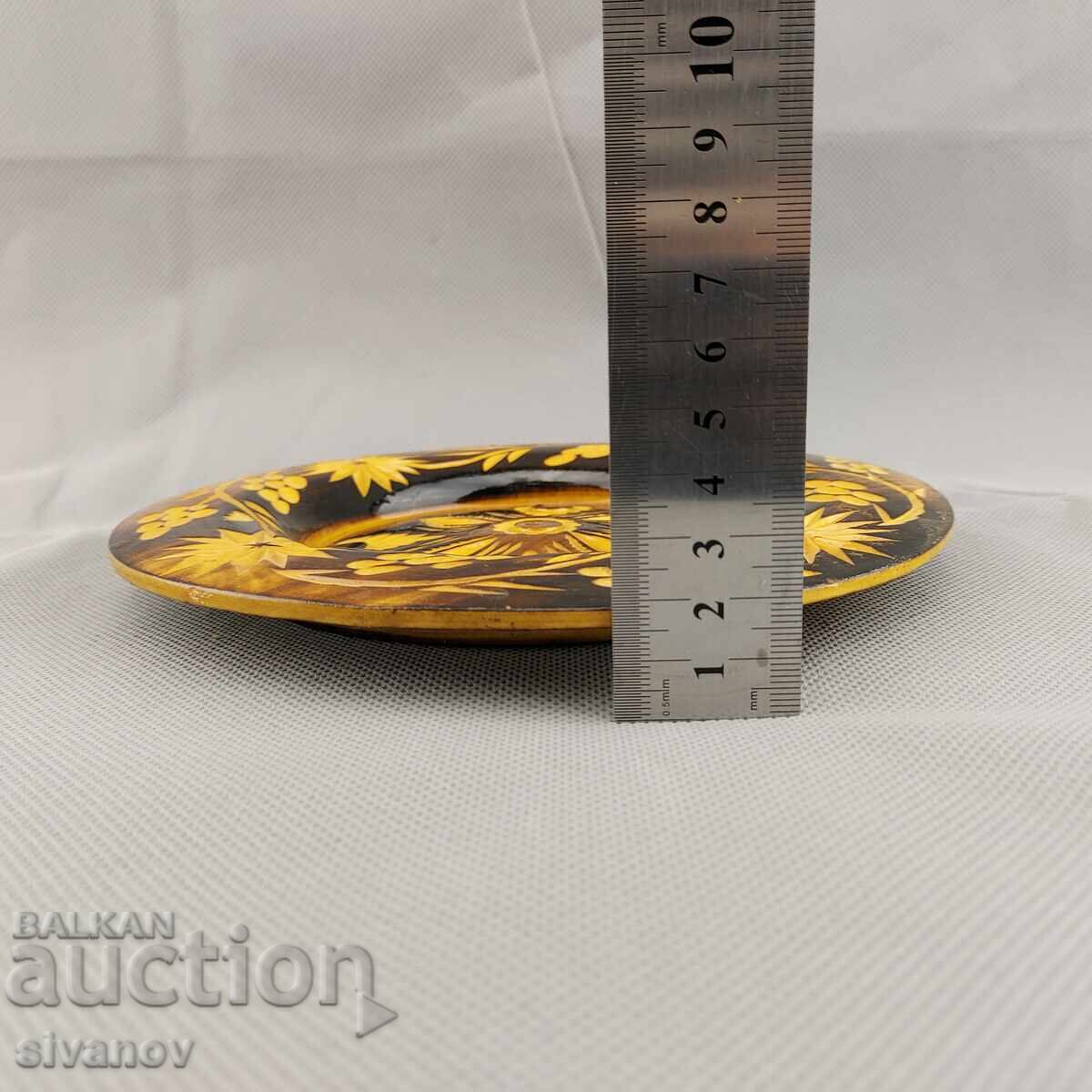 Стара резбована дървена чиния, ръчно изработена #2863 - 6 Стара резбована дървена чиния, ръчно изработена #2863 - 6