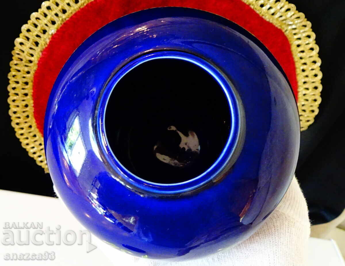 Urn, jar, vase, Japanese porcelain, gold, cobalt, partridges - 5