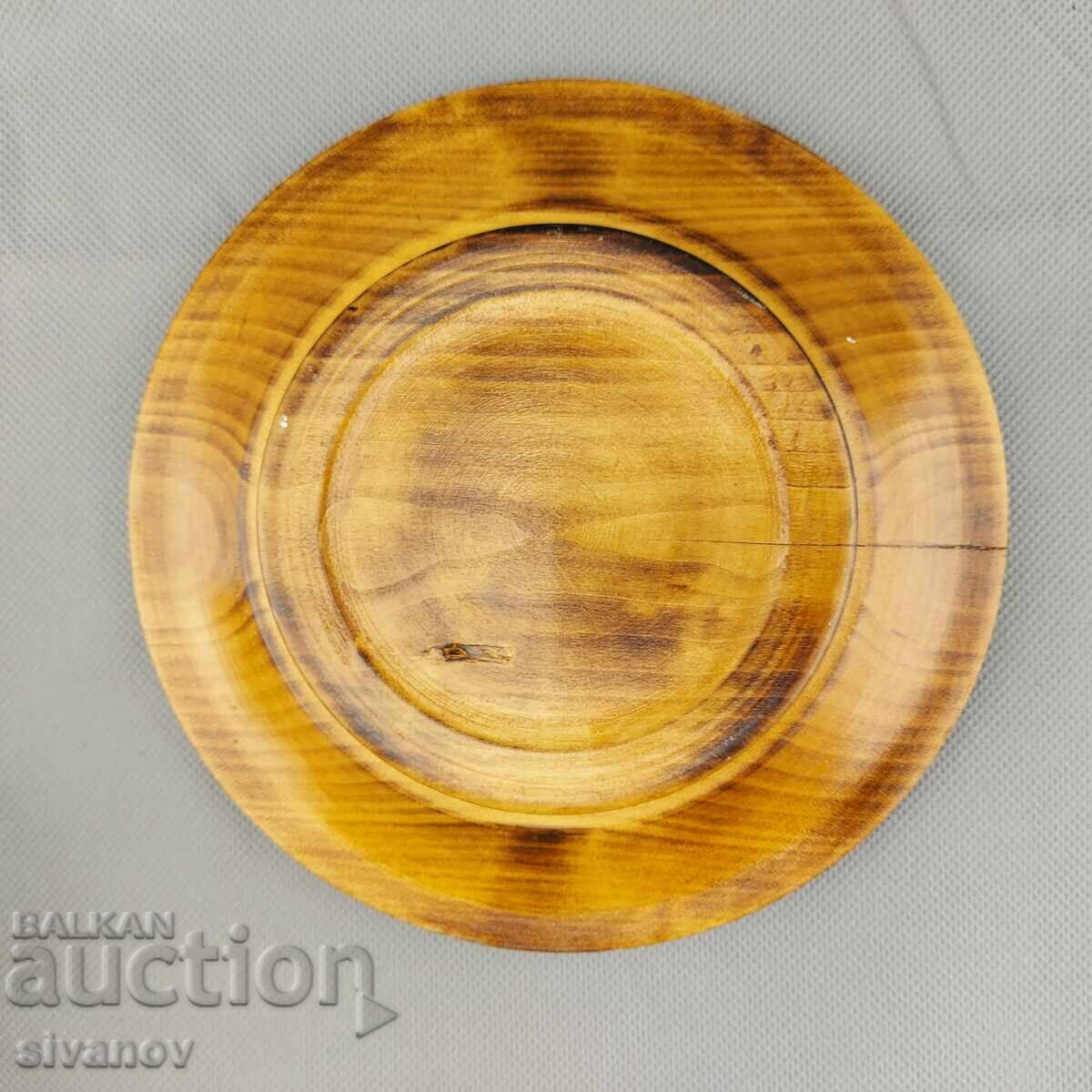 Стара резбована дървена чиния, ръчно изработена #2864 - 5