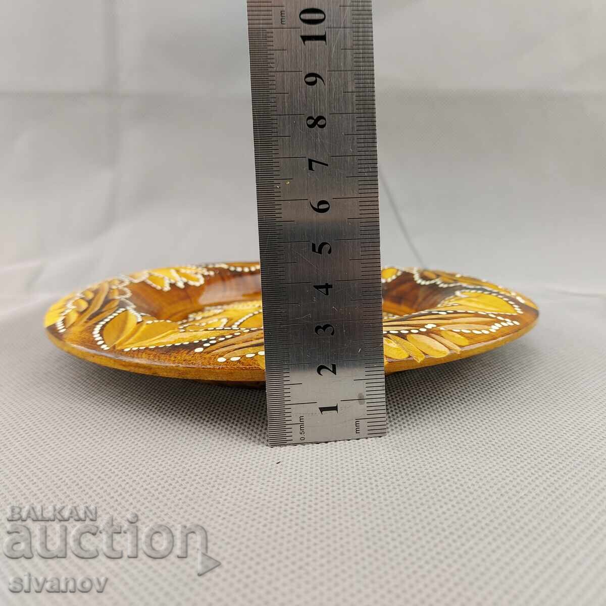 Стара резбована дървена чиния, ръчно изработена #2864 - 6