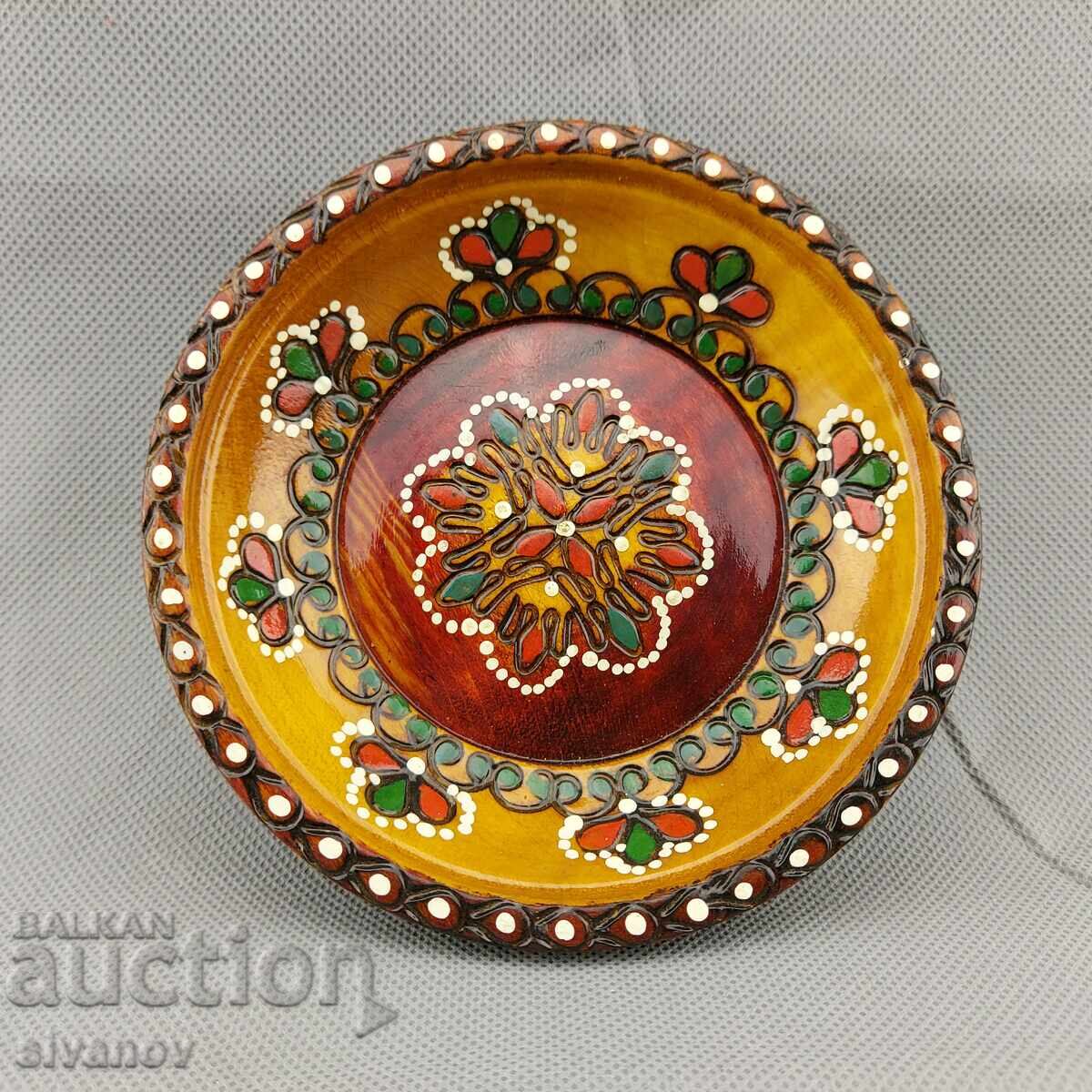 Bol de lemn vechi, lucrat manual #2865