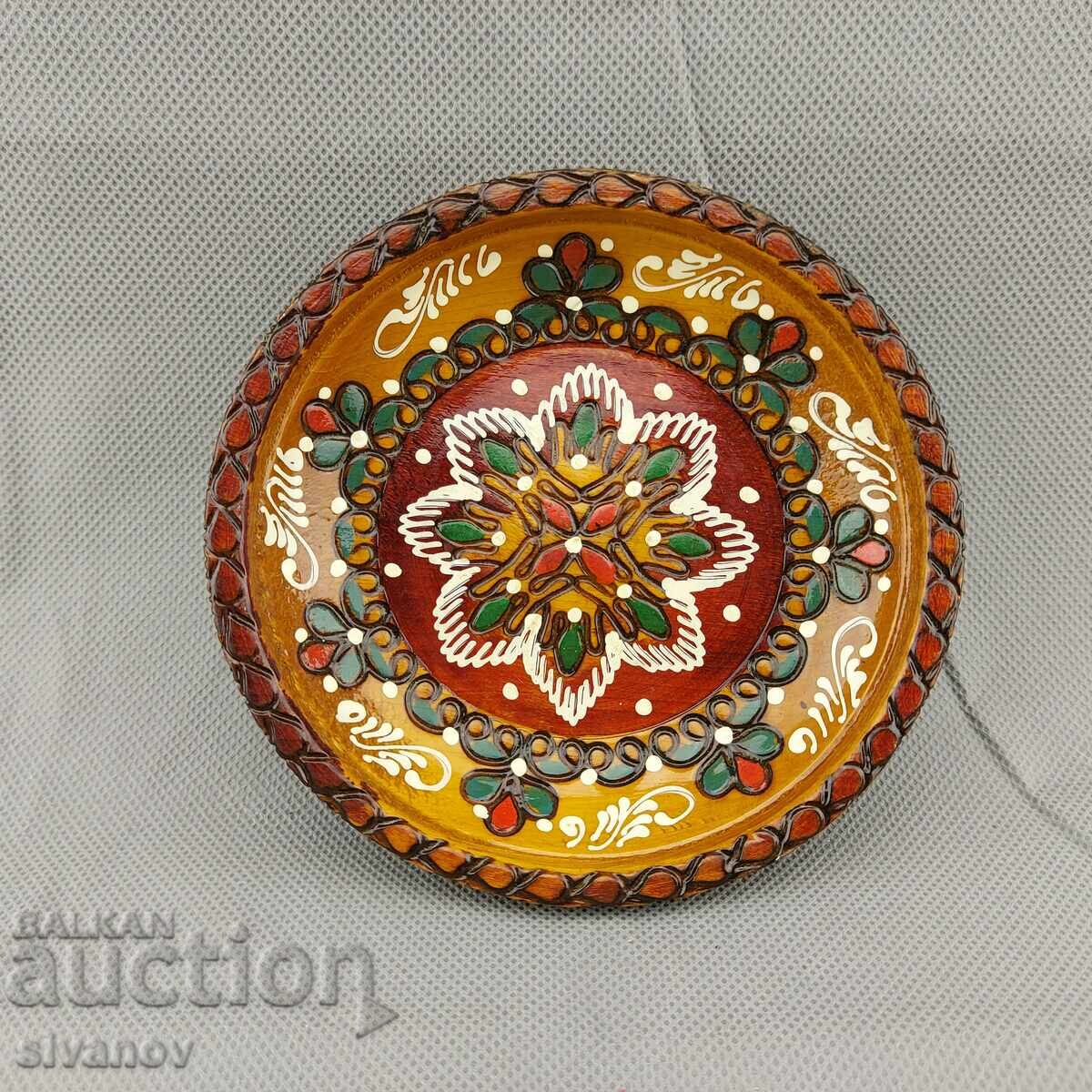 Bol de lemn vechi, lucrat manual #2867