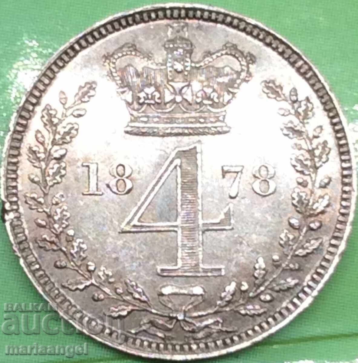 Auction United Kingdom 4 Pence 1878 Maundy Victoria Silver Auction United Kingdom 4 Pence 1878 Maundy Victoria Silver