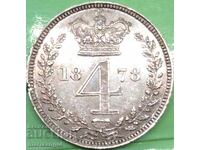 United Kingdom 4 Pence 1878 Maundy Victoria Silver