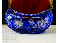 Bombonieră, cristal de cobalt-plumb, șlefuită manual 1 kg