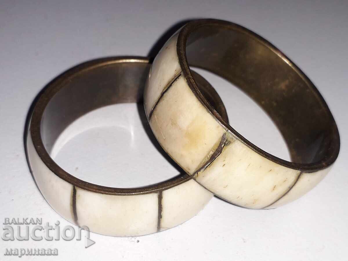 NAPKIN HOLDERS. BONE, BRASS NAPKIN HOLDERS. BONE, BRASS