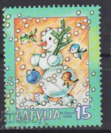 Timbre timbrat de Crăciun 2004 din Letonia
