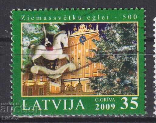 Timbrul poștal timbrat de Crăciun 2009 din Letonia