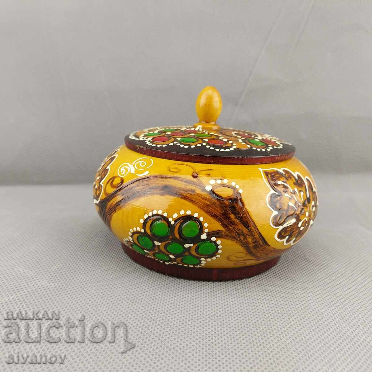 Beautiful old carved wooden jewelry box #2878