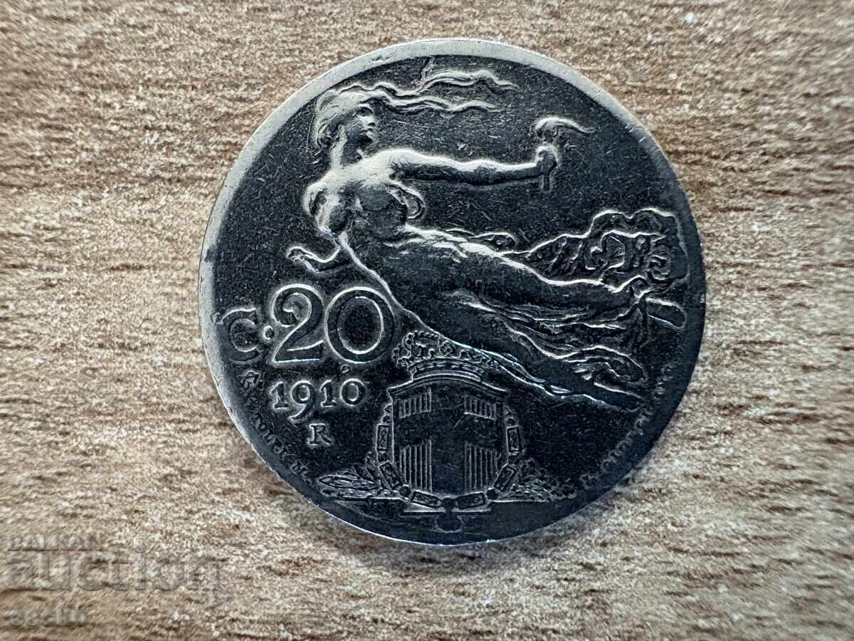 Ιταλία - 20 λεπτά (1910) Ιταλία - 20 λεπτά (1910)